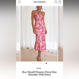RICIDRESS - Buy Myself Flowers Floral One Shoulder Midi Dress - M